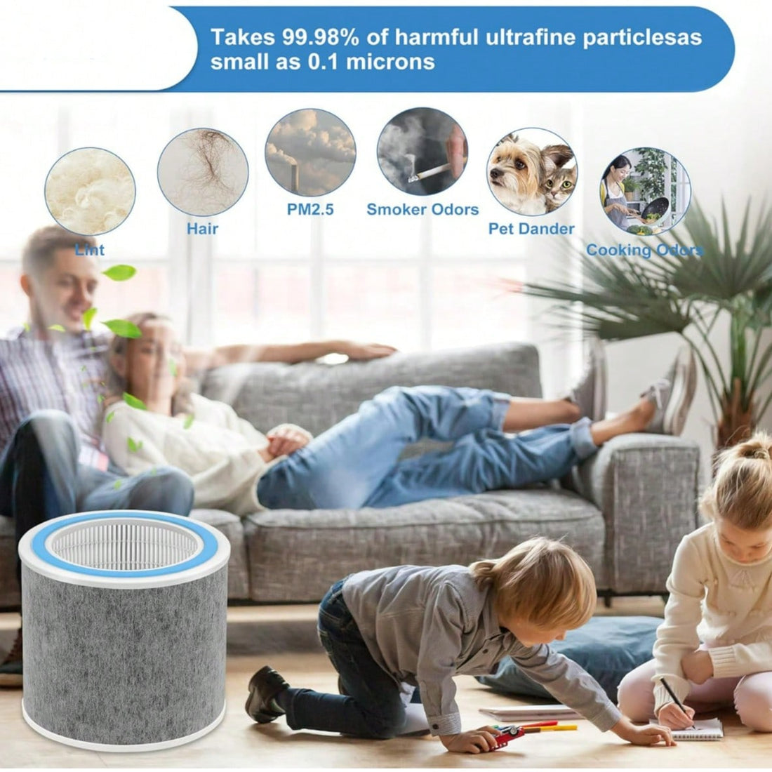 1pack HP100 HP102 HP152 True HEPA Replacement Filter Compatible with Shark Air Purifier HP100,HP102,HP130,HP132 and HC450, HC451, HC452, HC455,Compare Part #HE1FKPET, HE1FKBAS Filter